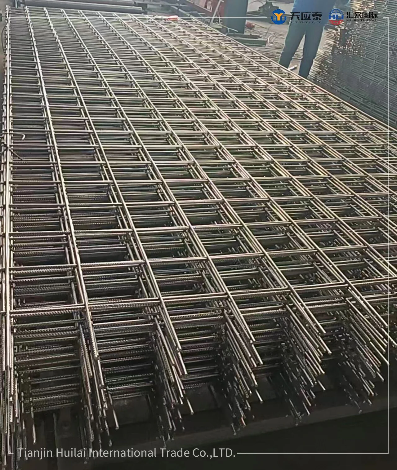 Q235B welded steel reinforcement mesh arranged on the factory floor